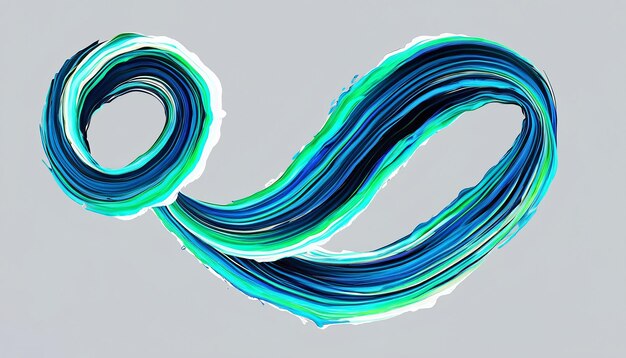 Vector 3D Paint Curl Abstract Spiral Brush Stroke Flowing Ribbon Shape Digital Liquid Ink