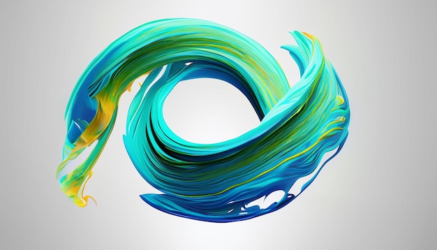 Vector 3D Paint Curl Abstract Spiral Brush Stroke Flowing Ribbon Shape Digital Liquid Ink