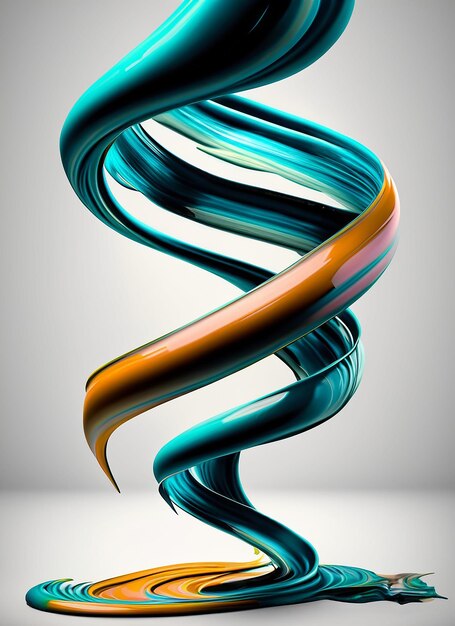 Фото Векторная 3d краска curl абстрактная спиральная щетка штрих текущая форма ленты цифровая жидкая чернила