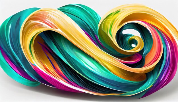 Photo vector 3d paint curl abstract spiral brush stroke flowing ribbon shape digital liquid ink