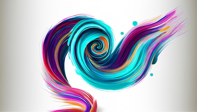 Photo vector 3d paint curl abstract spiral brush stroke flowing ribbon shape digital liquid ink