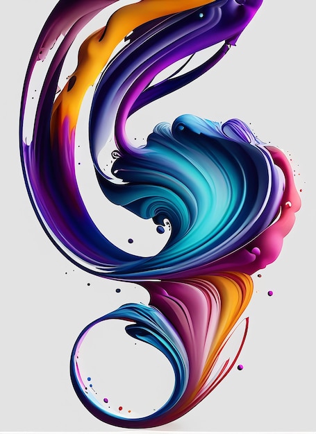 Vector 3D Paint Curl Abstract Spiral Brush Stroke Flowing Ribbon Shape Digital Liquid Ink