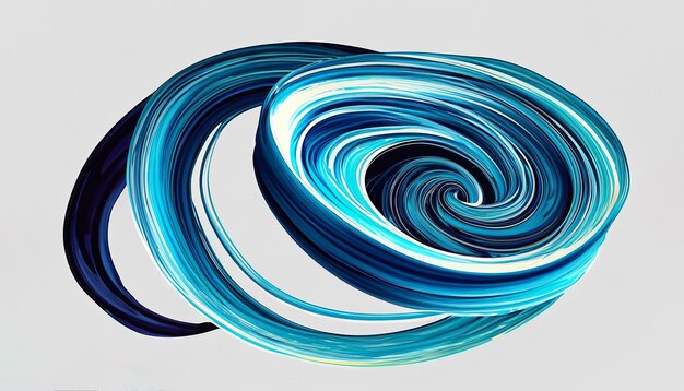 Photo vector 3d paint curl abstract spiral brush stroke flowing ribbon shape digital liquid ink