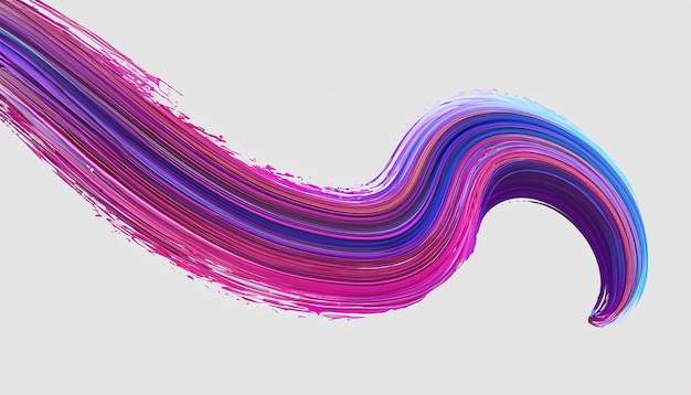 Вектор 3D Краска Curl Абстрактная Спираль Мазок Кистью Течет Лента Форма Цифровые Жидкие Чернила
