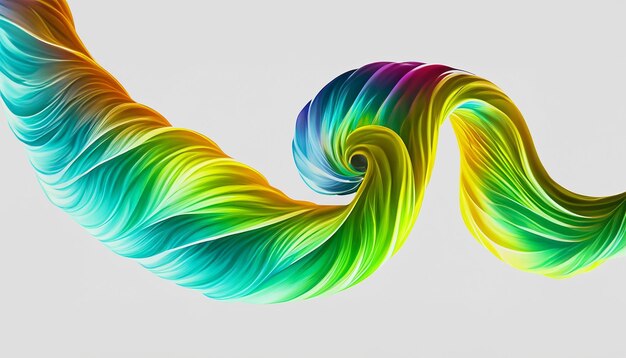 Photo vector 3d paint curl abstract spiral brush stroke flowing ribbon shape digital liquid ink