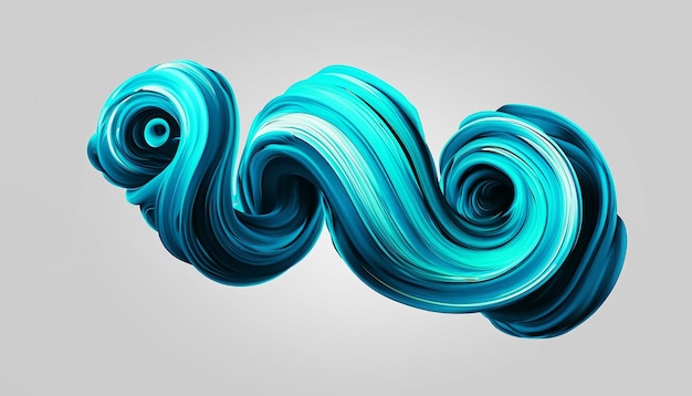 Vector 3D Paint Curl Abstract Spiral Brush Stroke Flowing Ribbon Shape Digital Liquid Ink