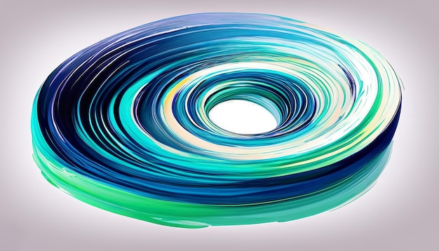 Вектор 3D Краска Curl Абстрактная Спираль Мазок Кистью Течет Лента Форма Цифровые Жидкие Чернила