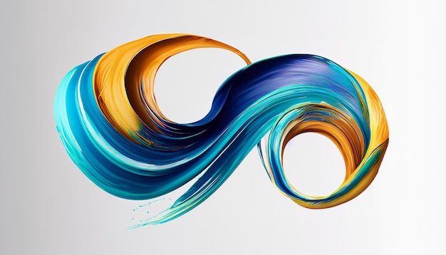 Photo vector 3d paint curl abstract spiral brush stroke flowing ribbon shape digital liquid ink