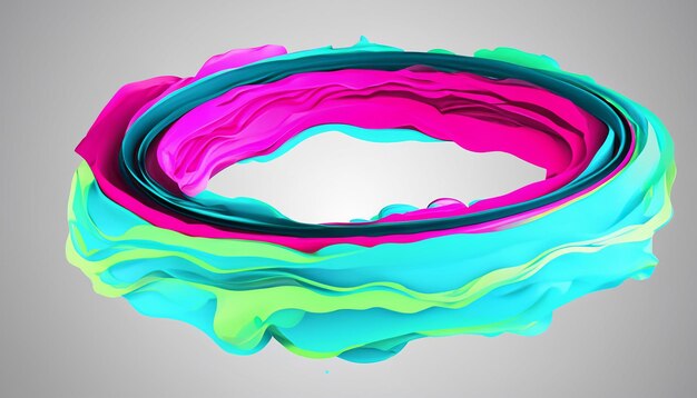 Photo vector 3d paint curl abstract spiral brush stroke flowing ribbon shape digital liquid ink