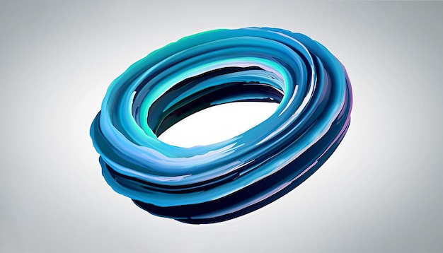 Photo vector 3d paint curl abstract spiral brush stroke flowing ribbon shape digital liquid ink