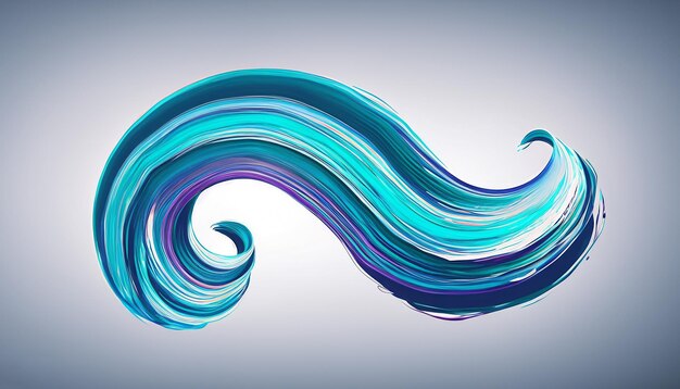 Photo vector 3d paint curl abstract spiral brush stroke flowing ribbon shape digital liquid ink