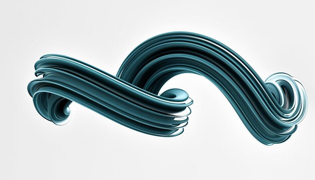 Photo vector 3d paint curl abstract spiral brush stroke flowing ribbon shape digital liquid ink