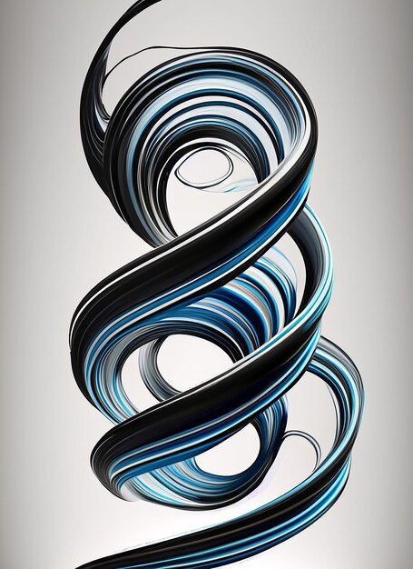 Vector 3D Paint Curl Abstract Spiral Brush Stroke Flowing Ribbon Shape Digital Liquid Ink