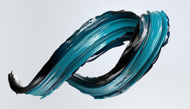 Photo vector 3d paint curl abstract spiral brush stroke flowing ribbon shape digital liquid ink
