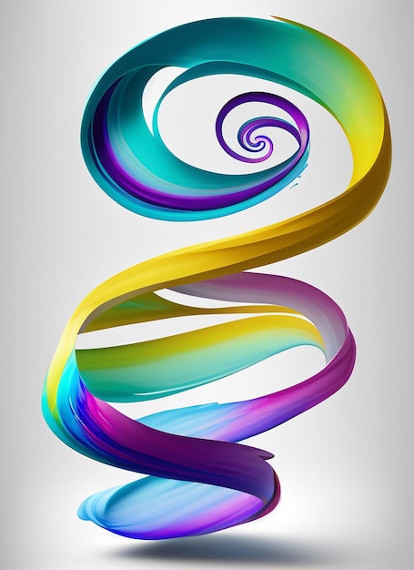 Foto vector 3d paint curl abstract spiral brush stroke flowing ribbon shape digitale vloeibare inkt