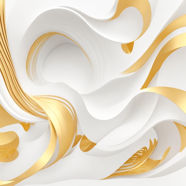 vector 3d style flowing white and golden wavy background