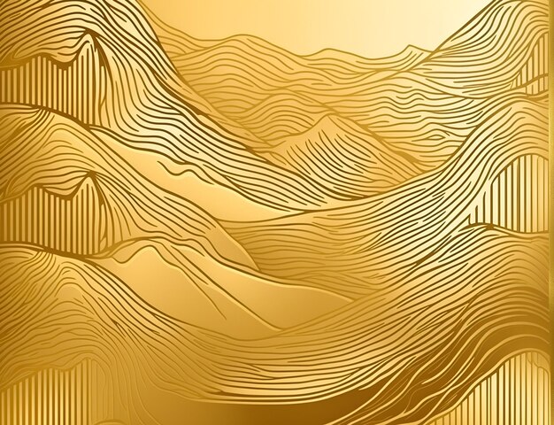 Vector abstract luxury golden wallpaper wavy line art background line design for interior design