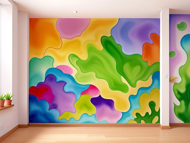 Vector abstract nature watercolor wall painting