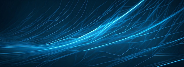 Vector abstracte wetenschap futuristische energie technologie concept digitaal beeld van lichtstralen strepen lijnen met blauwe lichtsnelheid en bewegingsonscherpte over donkerblauwe achtergrond