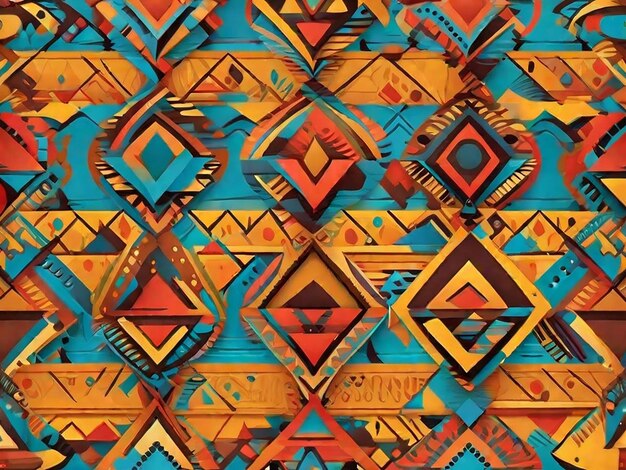 Vector african geometric seamless pattern with grunge effect