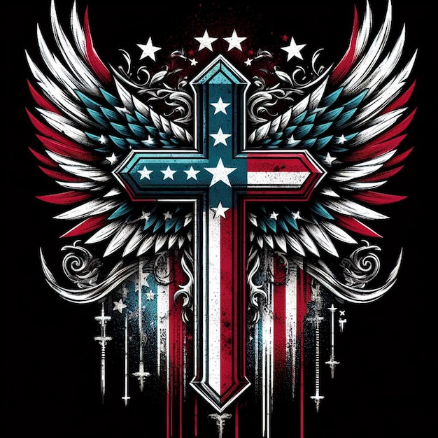 Photo vector american cross for t shirt design