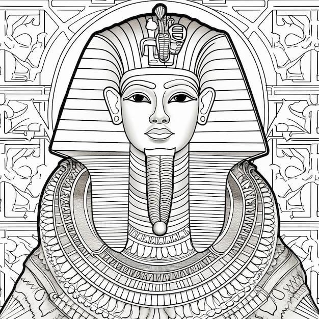 Vector ancient egypt god vintage logo line art concept black and white color hand drawn illustration