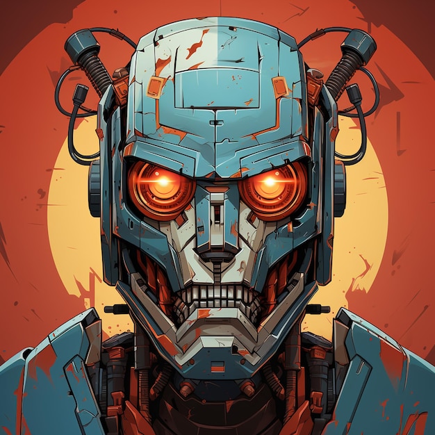 vector animated robot head