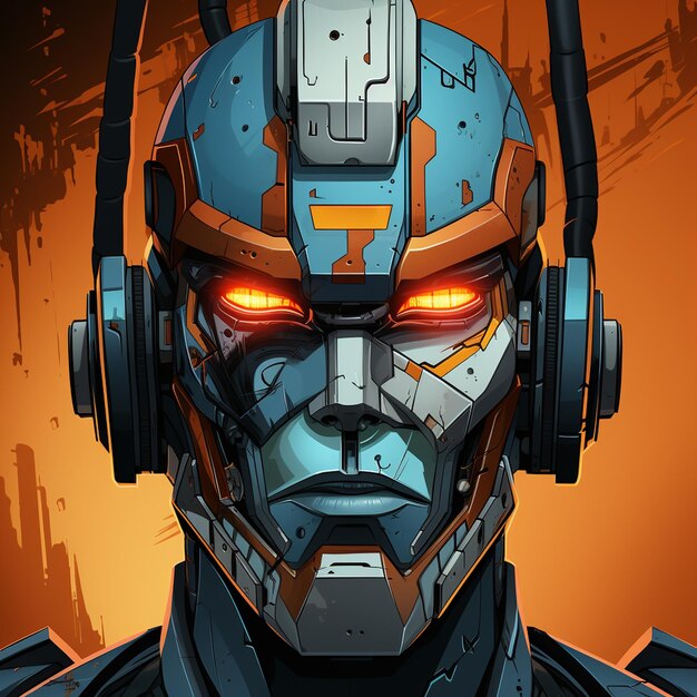 vector animated robot head