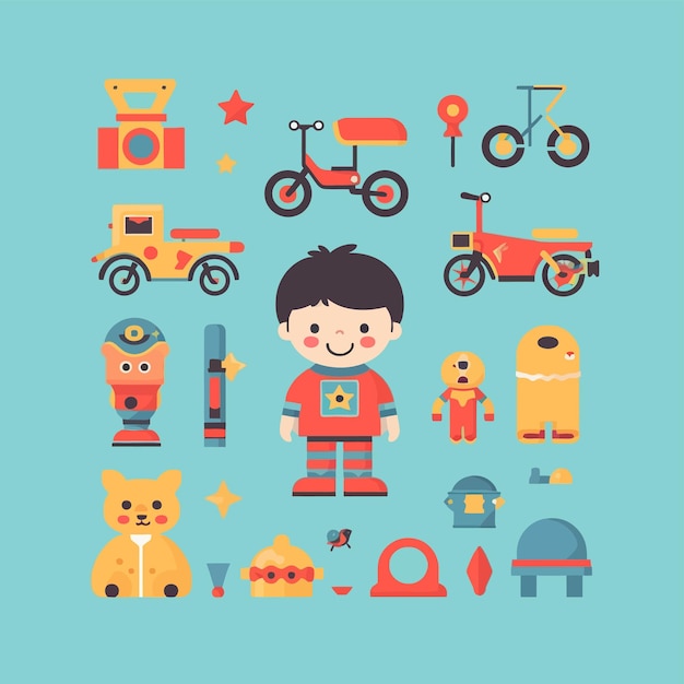 Vector art about classic games characters and game objects