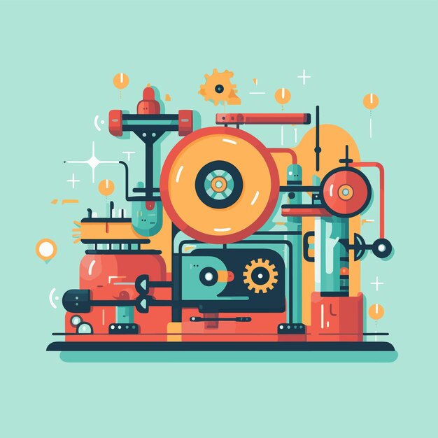 Vector art about machine technology