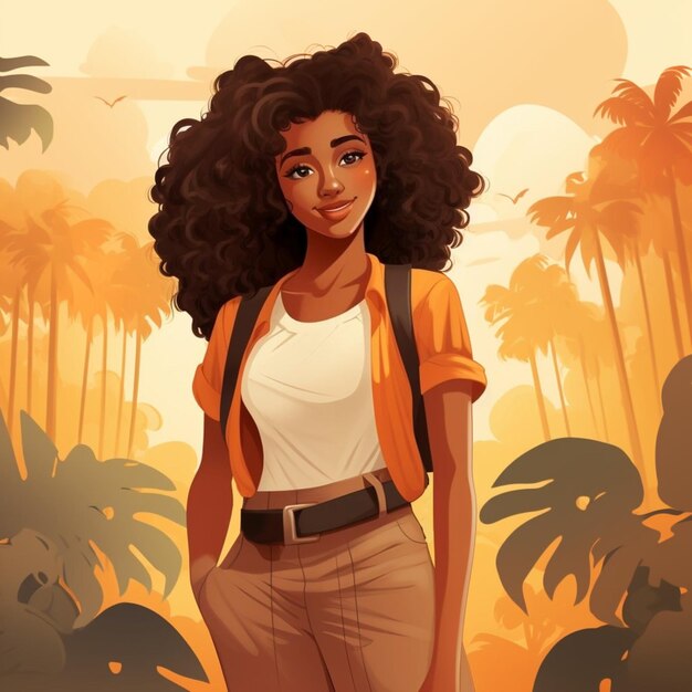 Vector art of brown skin woman