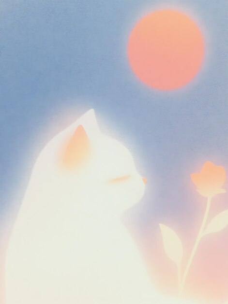 Photo vector art celestial kitty a dreamy feline portrait amidst