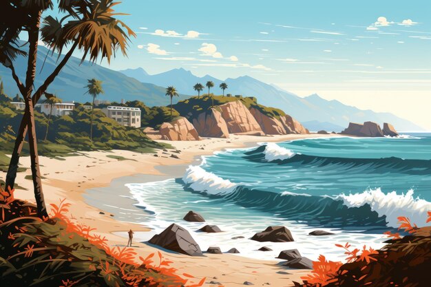 Photo vector art of a coastal scene