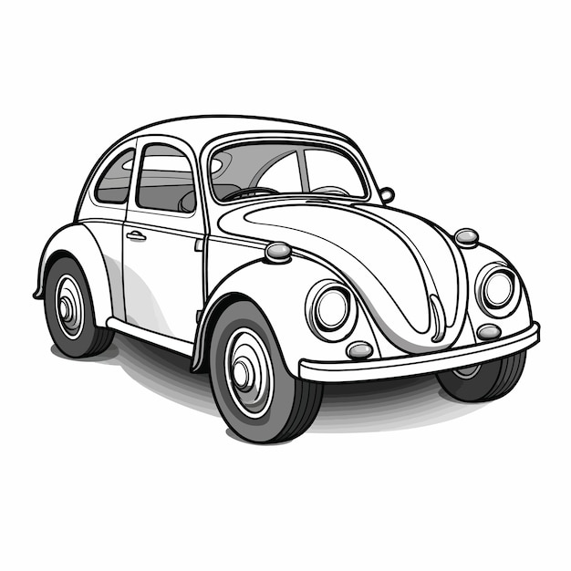 How To Draw A Car Step By Step With Pictures Vw Bettle  Old Vw Beetle  Drawing HD Png Download  Transparent Png Image  PNGitem