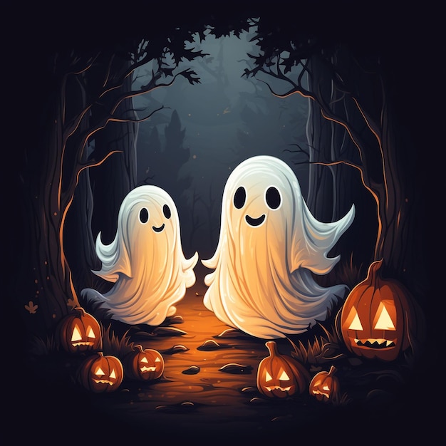Vector Art of Halloween ghosts