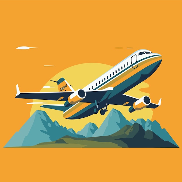 Vector art illustration of airplanes