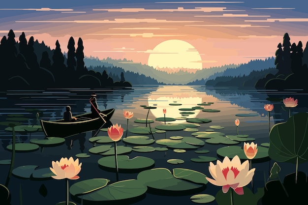 Vector art illustration of Lotus