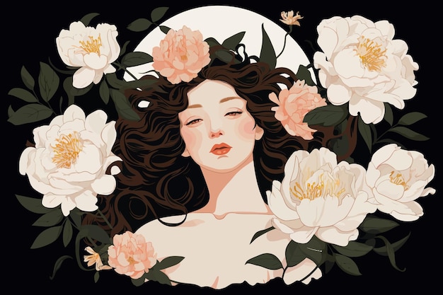 Vector art illustration of Peony