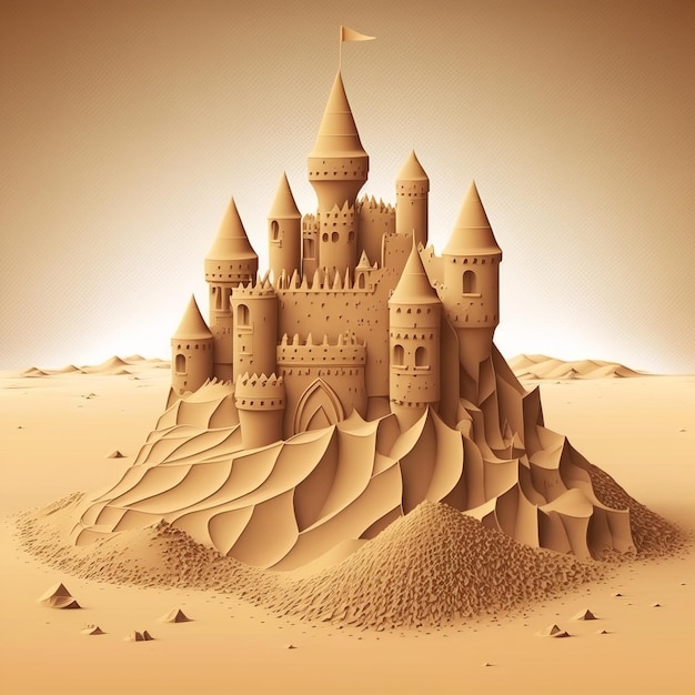 Vector art illustrations of beautiful sand castle