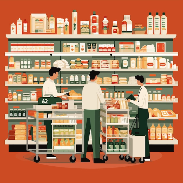 Vector art of market and supermarket