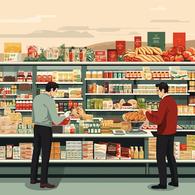 Vector art of market and supermarket