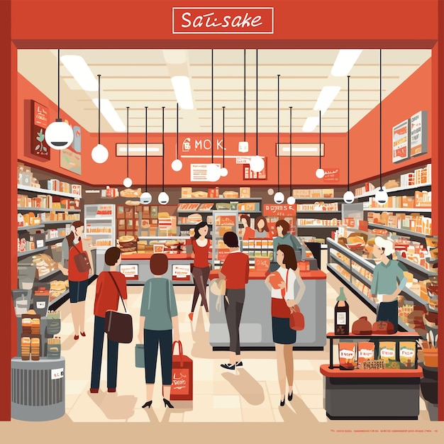 Vector art of market and supermarket