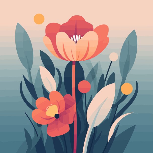 Vector art of plants flower trees vegetables fruits