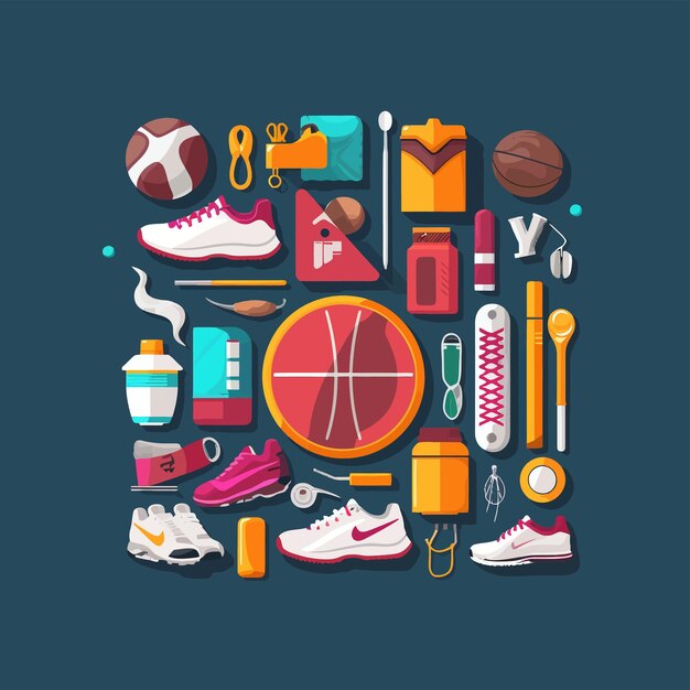 Photo vector art of sports sports equipment and supplies
