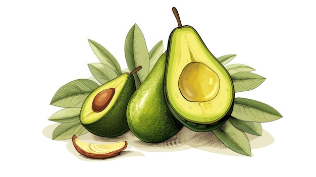 Vector avocado white background