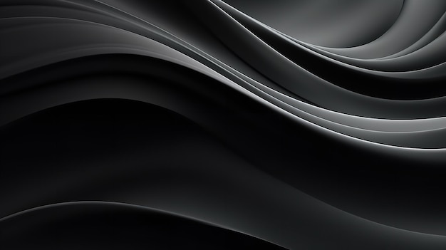 Vector backdrop wallpaper with black flowing waves Generative AI