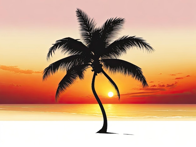 Vector beachside palm tree silhouette