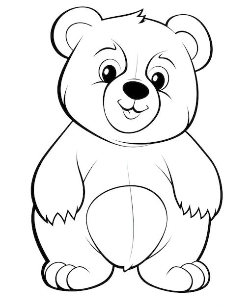 Photo vector of bear in black and white coloring animal coloring page