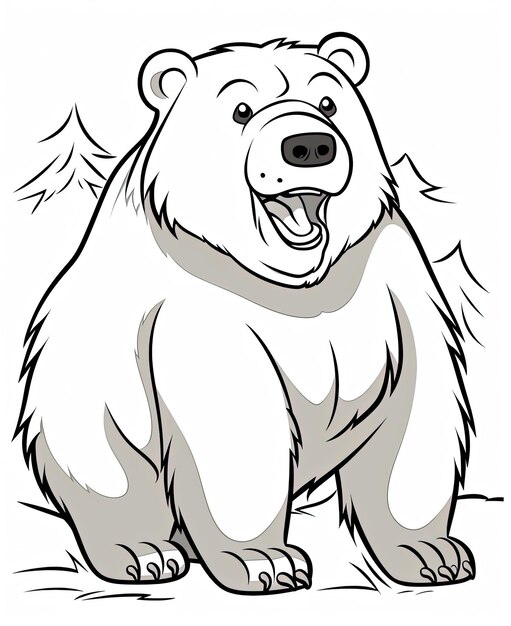 vector of bear in black and white coloring Animal coloring page