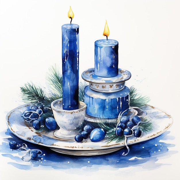 vector beautiful celebration Christmas candles and holly background